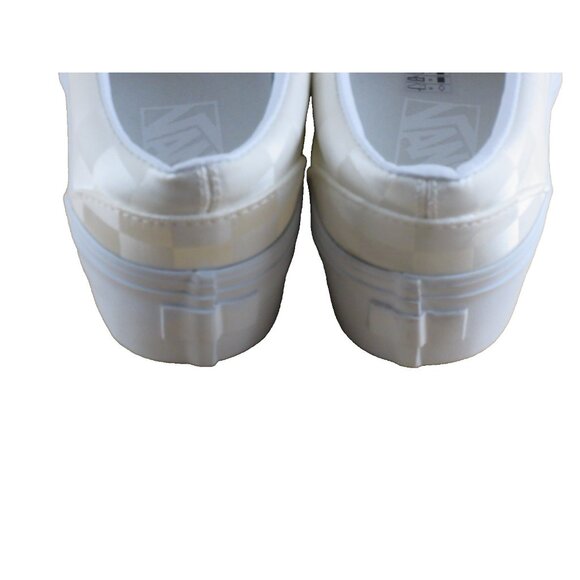 Vans Women's Classic Slip On Stackform Satin Check White Platform Shoes Size 7.5 - Picture 5 of 7